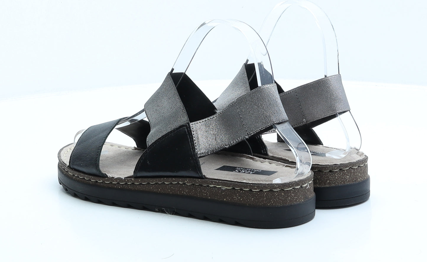 Marks and Spencer Womens Black Leather Slingback Sandal UK 5.5 EUR 38.5