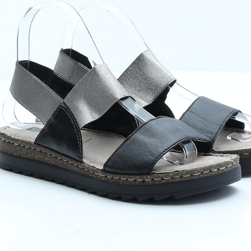 Marks and Spencer Womens Black Leather Slingback Sandal UK 5.5 EUR 38.5