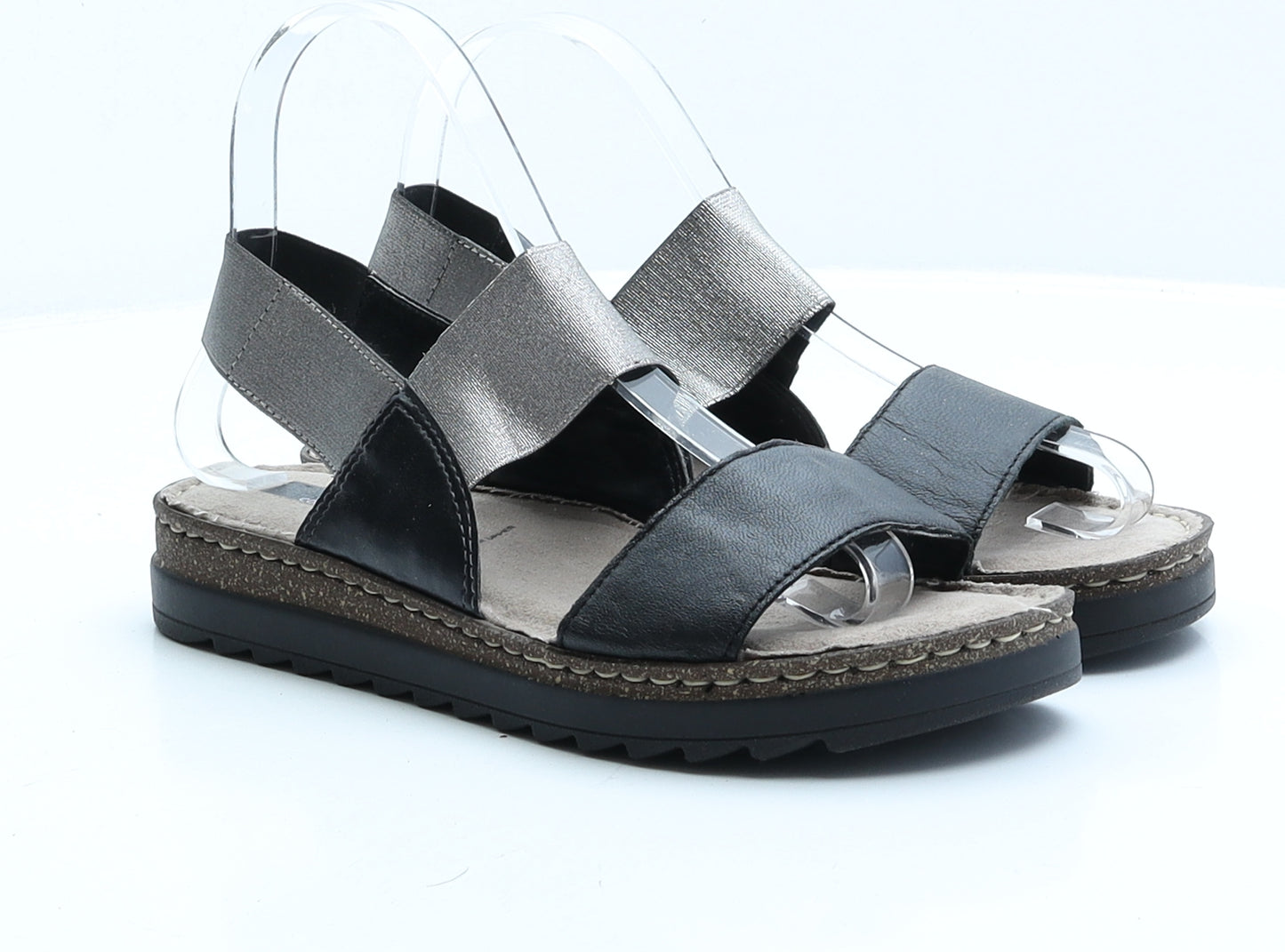 Marks and Spencer Womens Black Leather Slingback Sandal UK 5.5 EUR 38.5