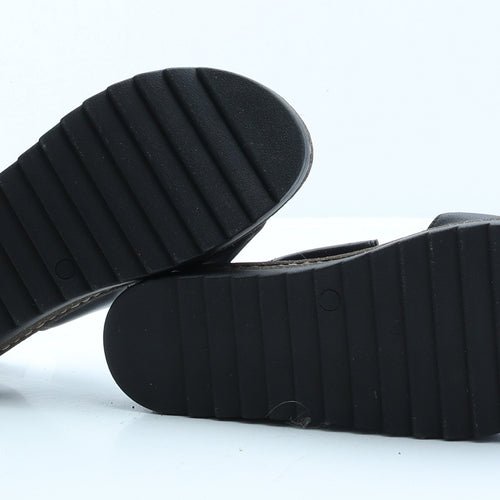 Marks and Spencer Womens Black Leather Slingback Sandal UK 5.5 EUR 38.5