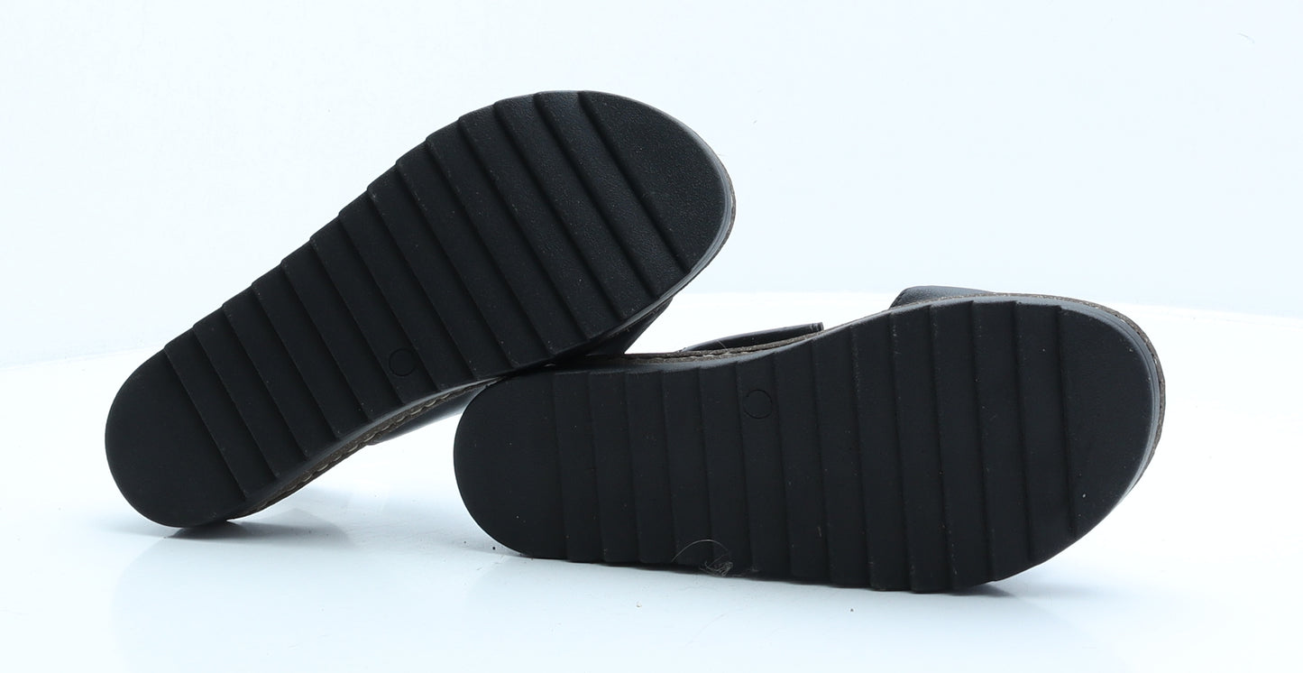 Marks and Spencer Womens Black Leather Slingback Sandal UK 5.5 EUR 38.5