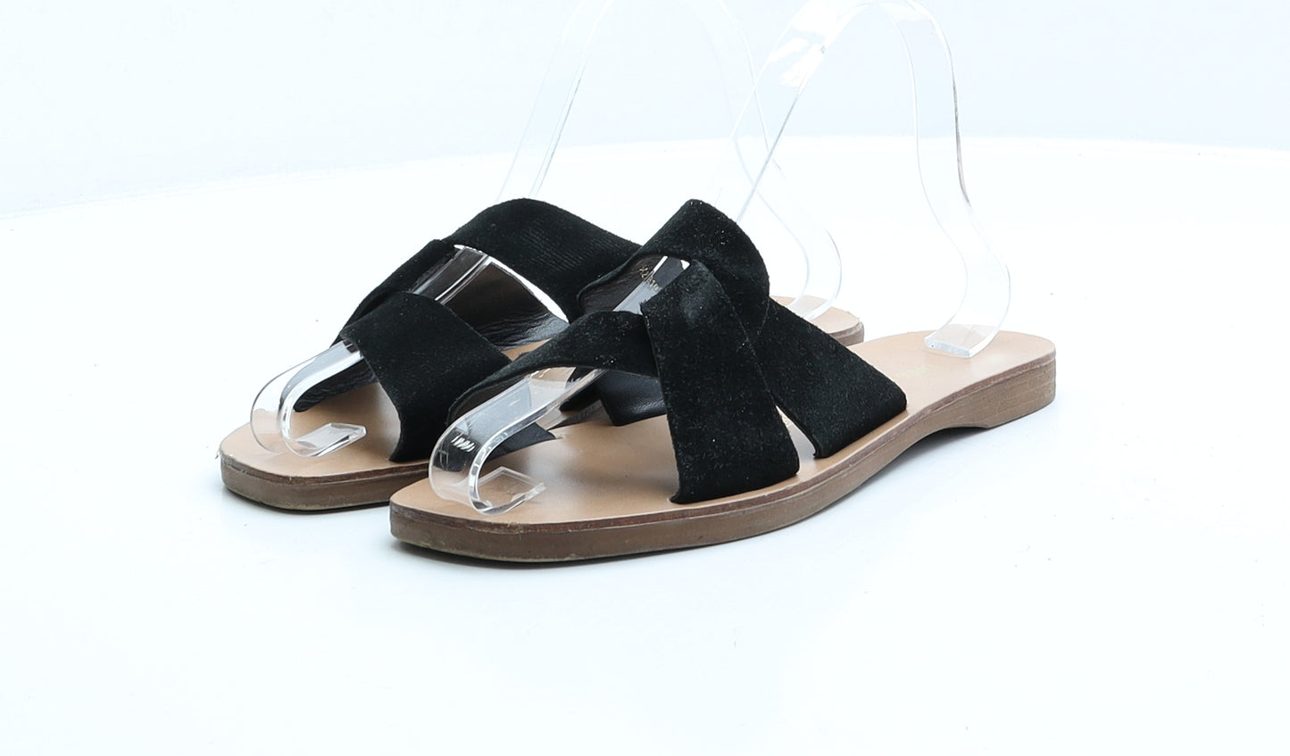 New Look Womens Black Faux Suede Slip On Sandal UK 4 EUR 37