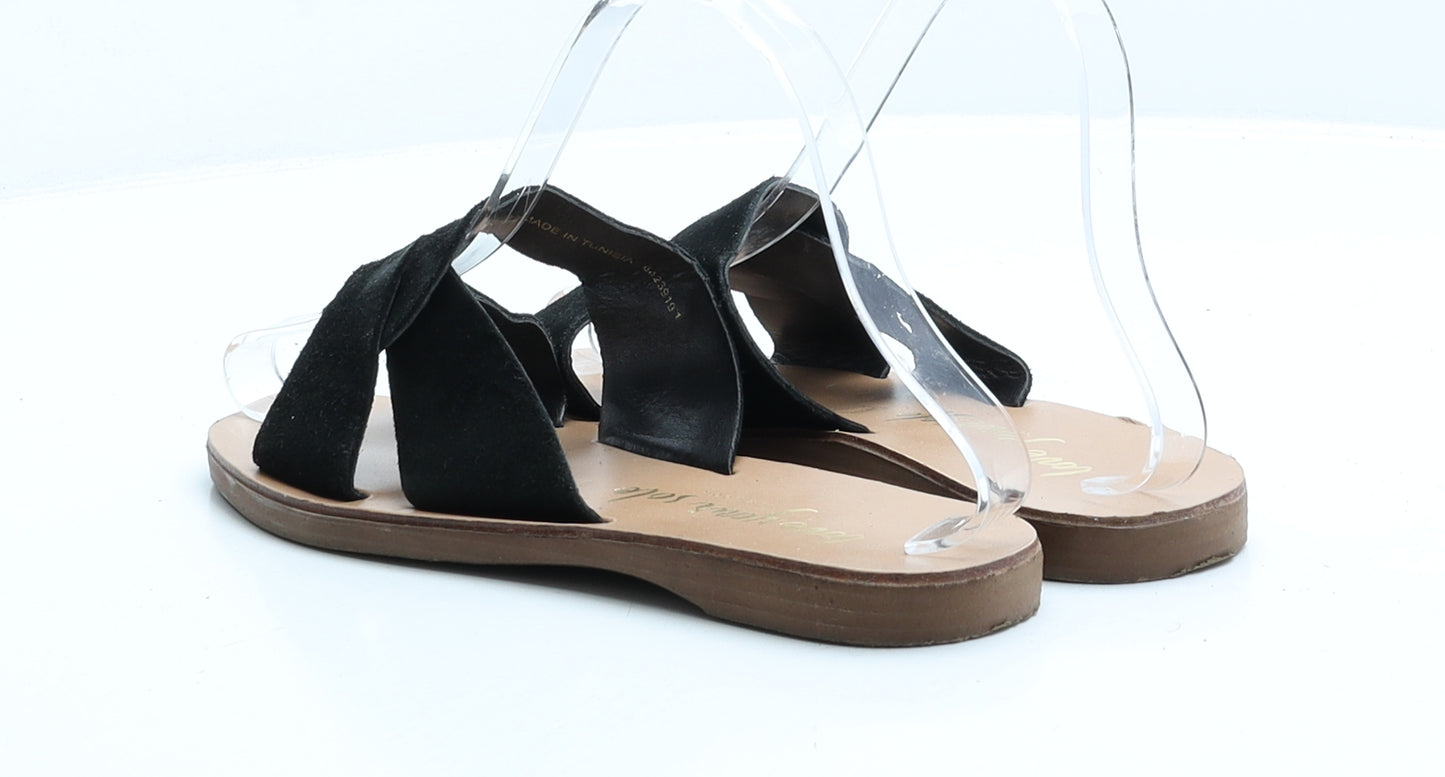 New Look Womens Black Faux Suede Slip On Sandal UK 4 EUR 37