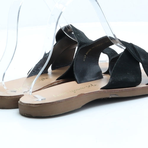 New Look Womens Black Faux Suede Slip On Sandal UK 4 EUR 37