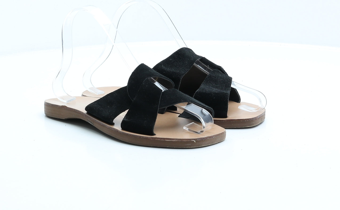 New Look Womens Black Faux Suede Slip On Sandal UK 4 EUR 37