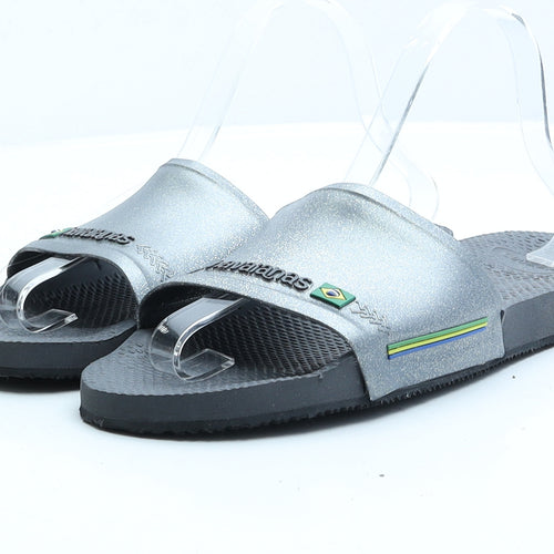 Havaianas Womens Silver Rubber Slip On Sandal UK 6 EUR 39