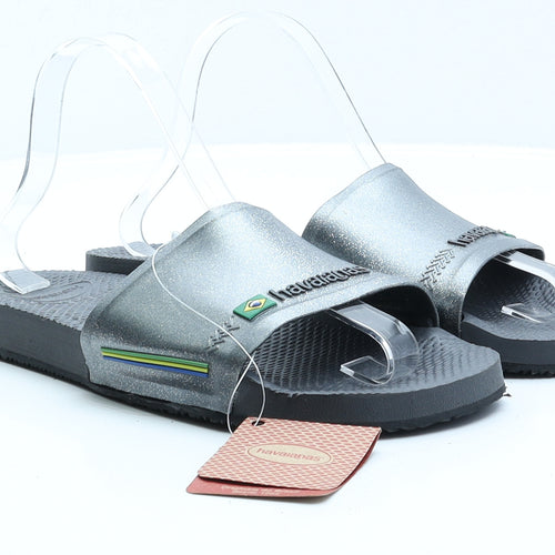 Havaianas Womens Silver Rubber Slip On Sandal UK 6 EUR 39