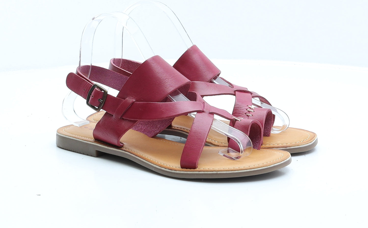 Leather Collection Womens Pink Faux Leather Strappy Sandal UK 6 EUR 39