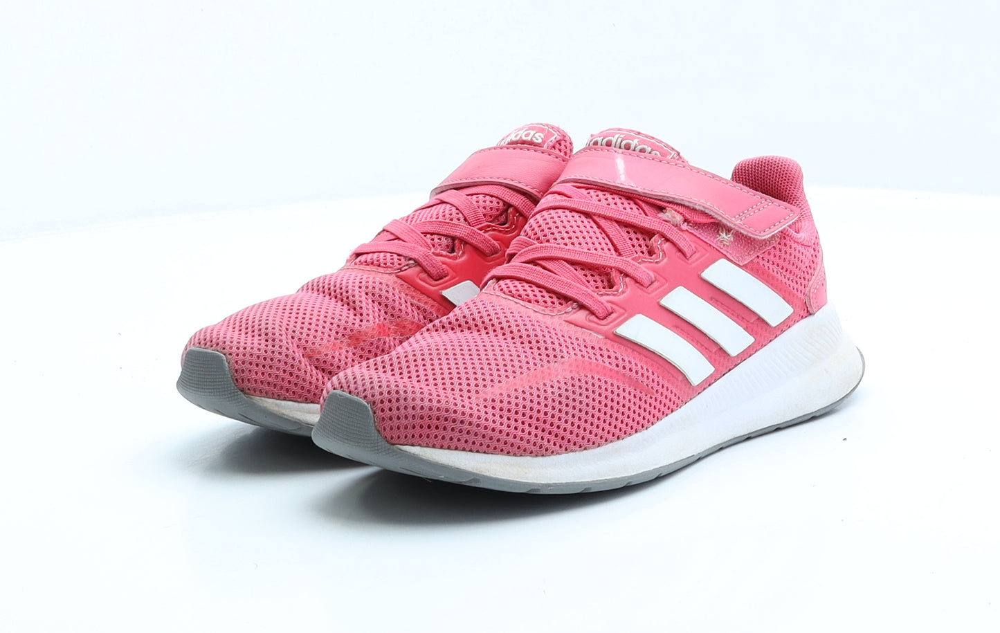 adidas Girls Pink Striped Polyester Trainer UK 2 EUR 34