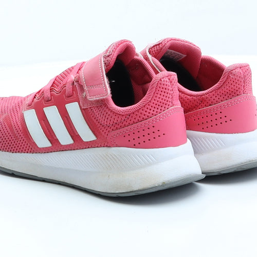 adidas Girls Pink Striped Polyester Trainer UK 2 EUR 34