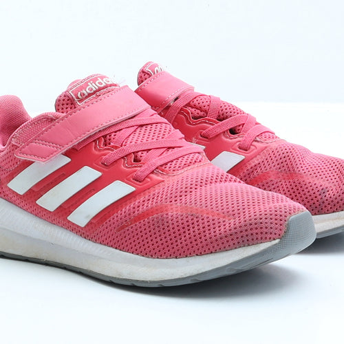 adidas Girls Pink Striped Polyester Trainer UK 2 EUR 34