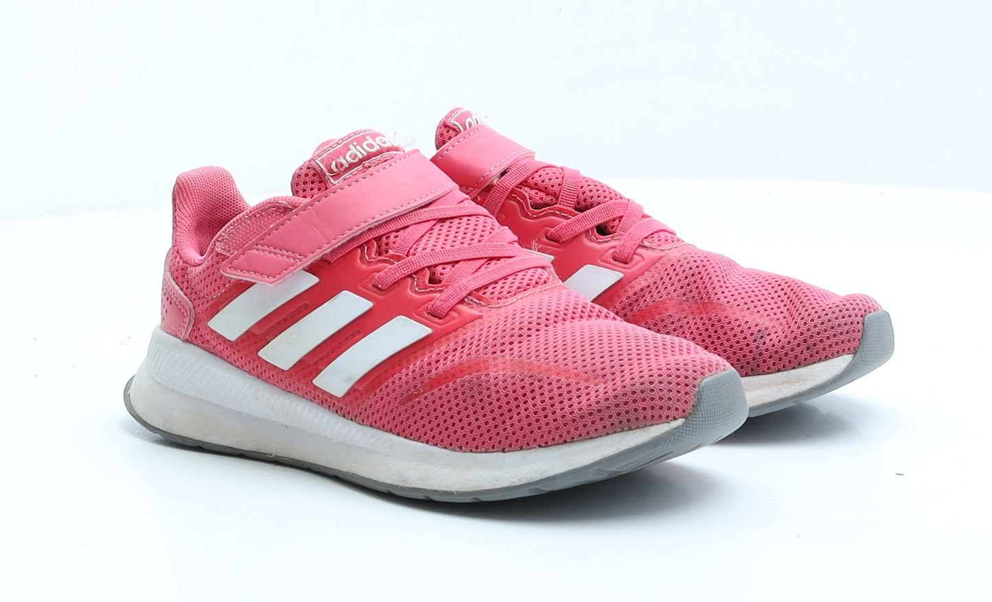 adidas Girls Pink Striped Polyester Trainer UK 2 EUR 34