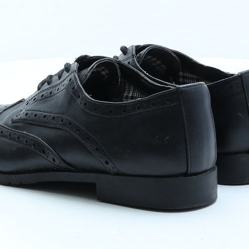 F&F Womens Black Faux Leather Mary Jane Flat UK 6 EUR 39