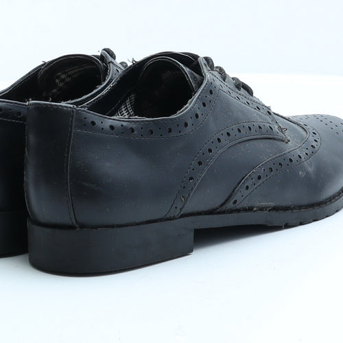 F&F Womens Black Faux Leather Mary Jane Flat UK 6 EUR 39