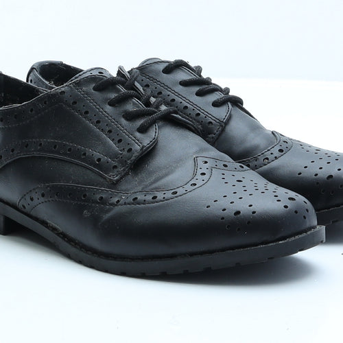 F&F Womens Black Faux Leather Mary Jane Flat UK 6 EUR 39