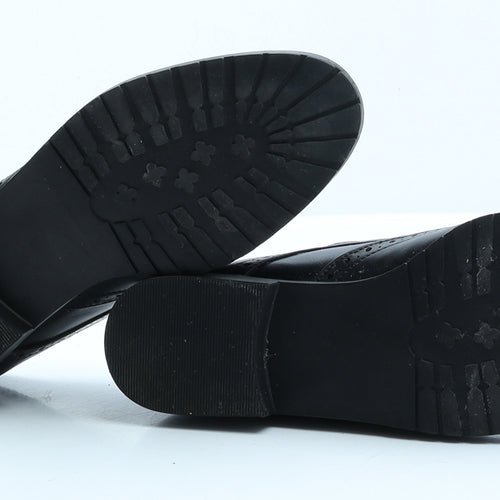 F&F Womens Black Faux Leather Mary Jane Flat UK 6 EUR 39