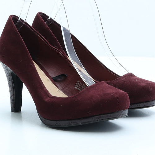 Fiore Womens Red Faux Suede Court Heel UK 6 EUR 39