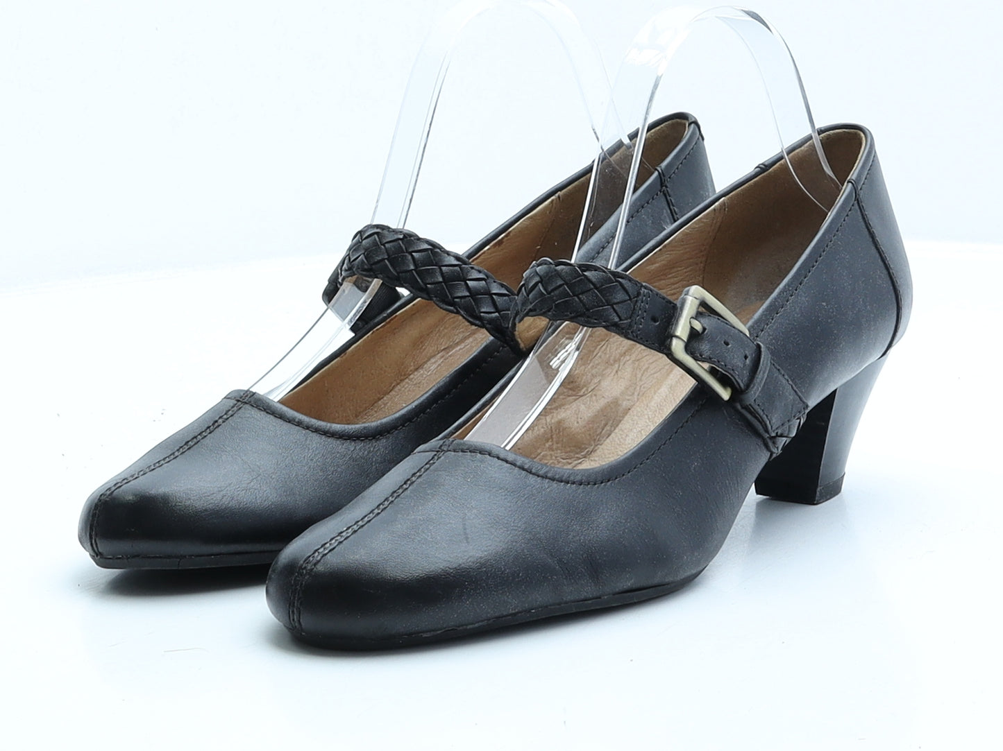 Preworn Womens Black Faux Leather Strappy Heel UK 6 EUR 39