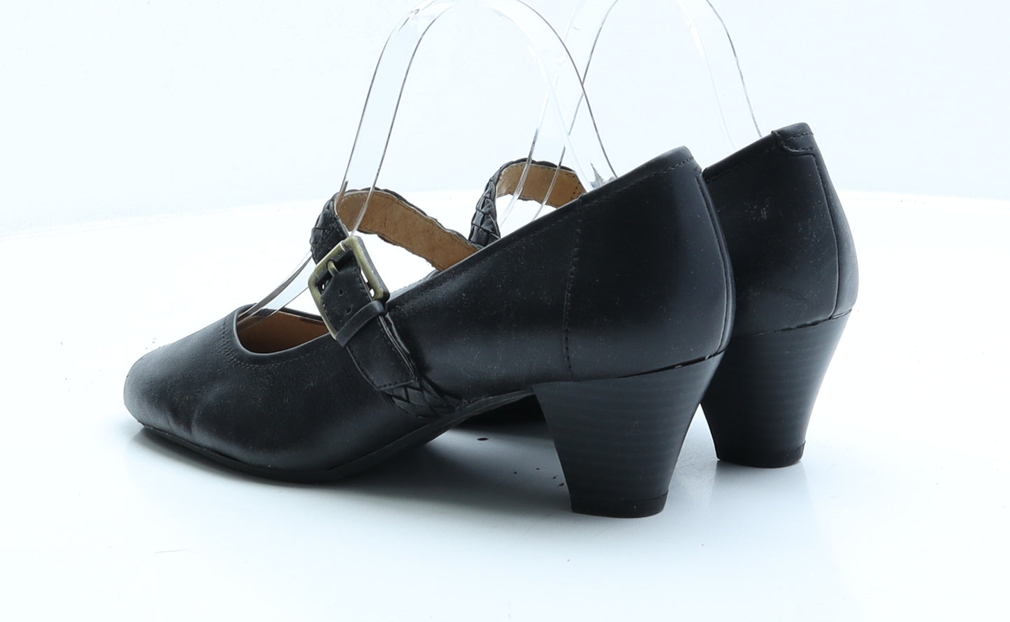 Preworn Womens Black Faux Leather Strappy Heel UK 6 EUR 39