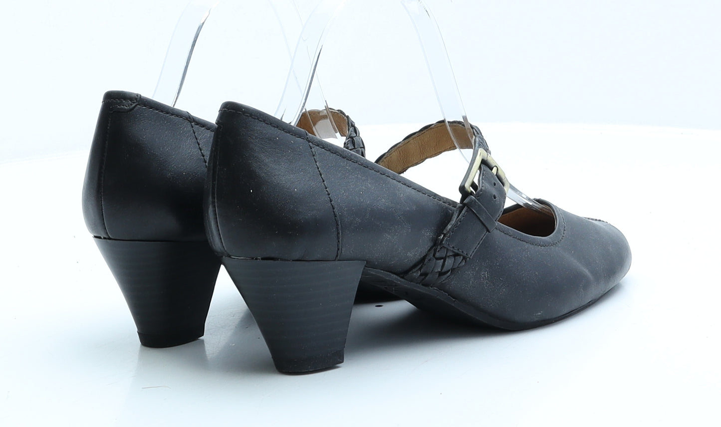 Preworn Womens Black Faux Leather Strappy Heel UK 6 EUR 39