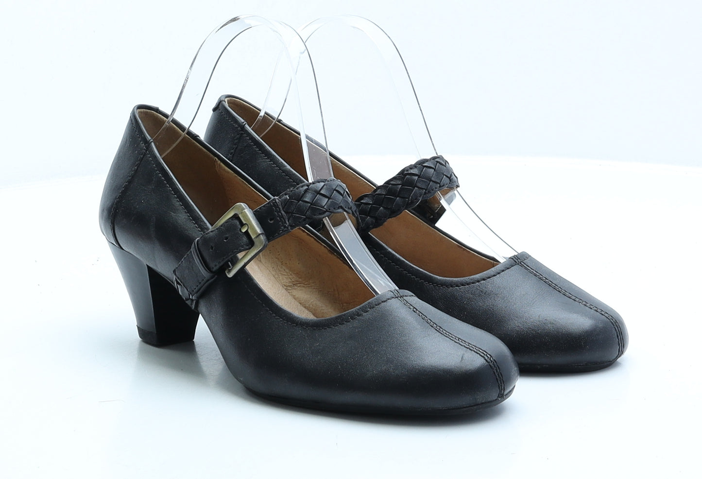 Preworn Womens Black Faux Leather Strappy Heel UK 6 EUR 39