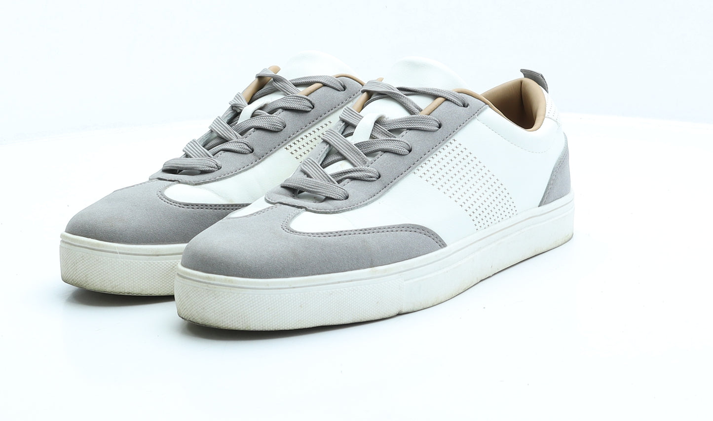 Primark Mens Grey Faux Leather Trainer UK 9 EUR 42