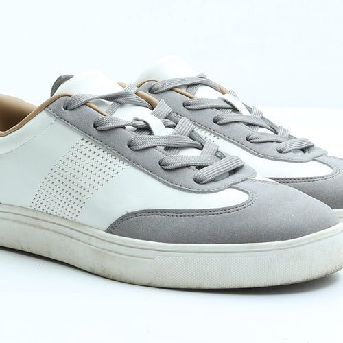 Primark Mens Grey Faux Leather Trainer UK 9 EUR 42