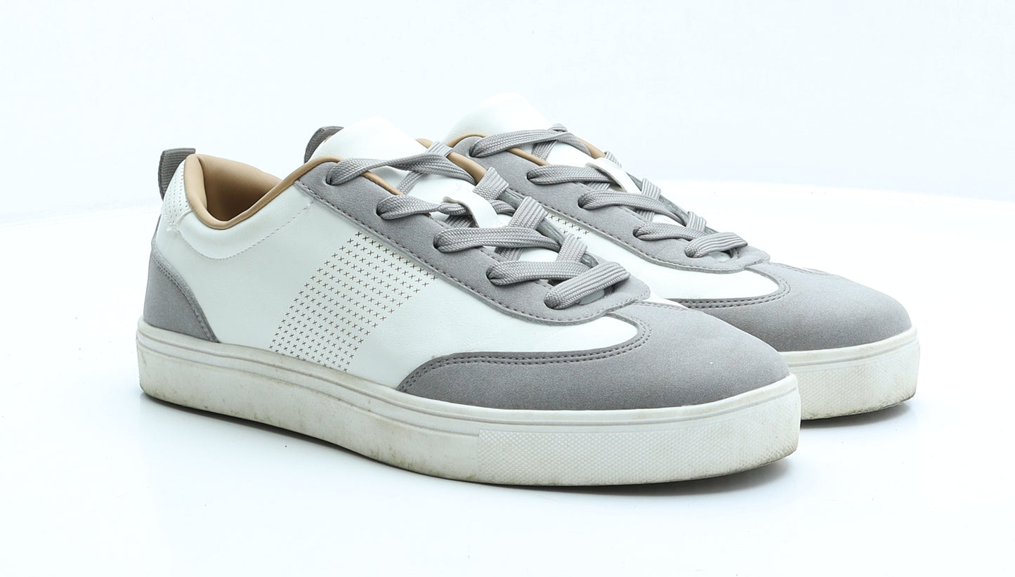 Primark Mens Grey Faux Leather Trainer UK 9 EUR 42