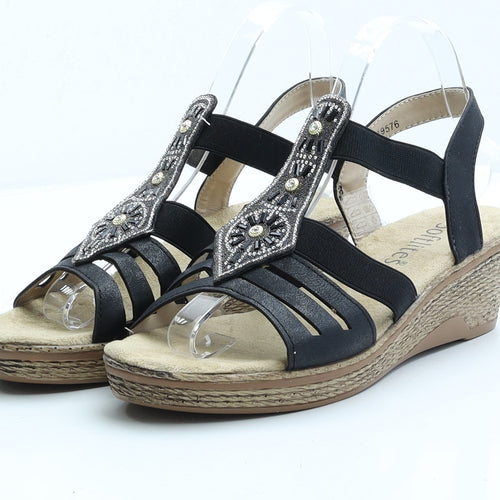 Softlites Womens Black Faux Suede Slingback Sandal UK 6