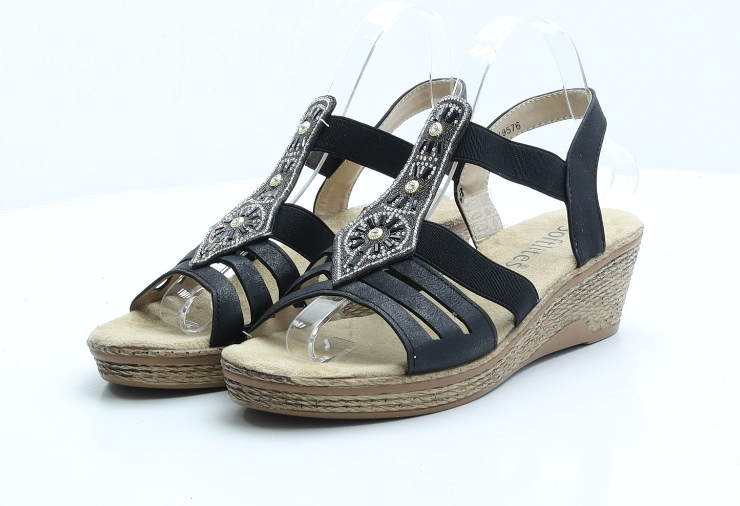 Softlites Womens Black Faux Suede Slingback Sandal UK 6