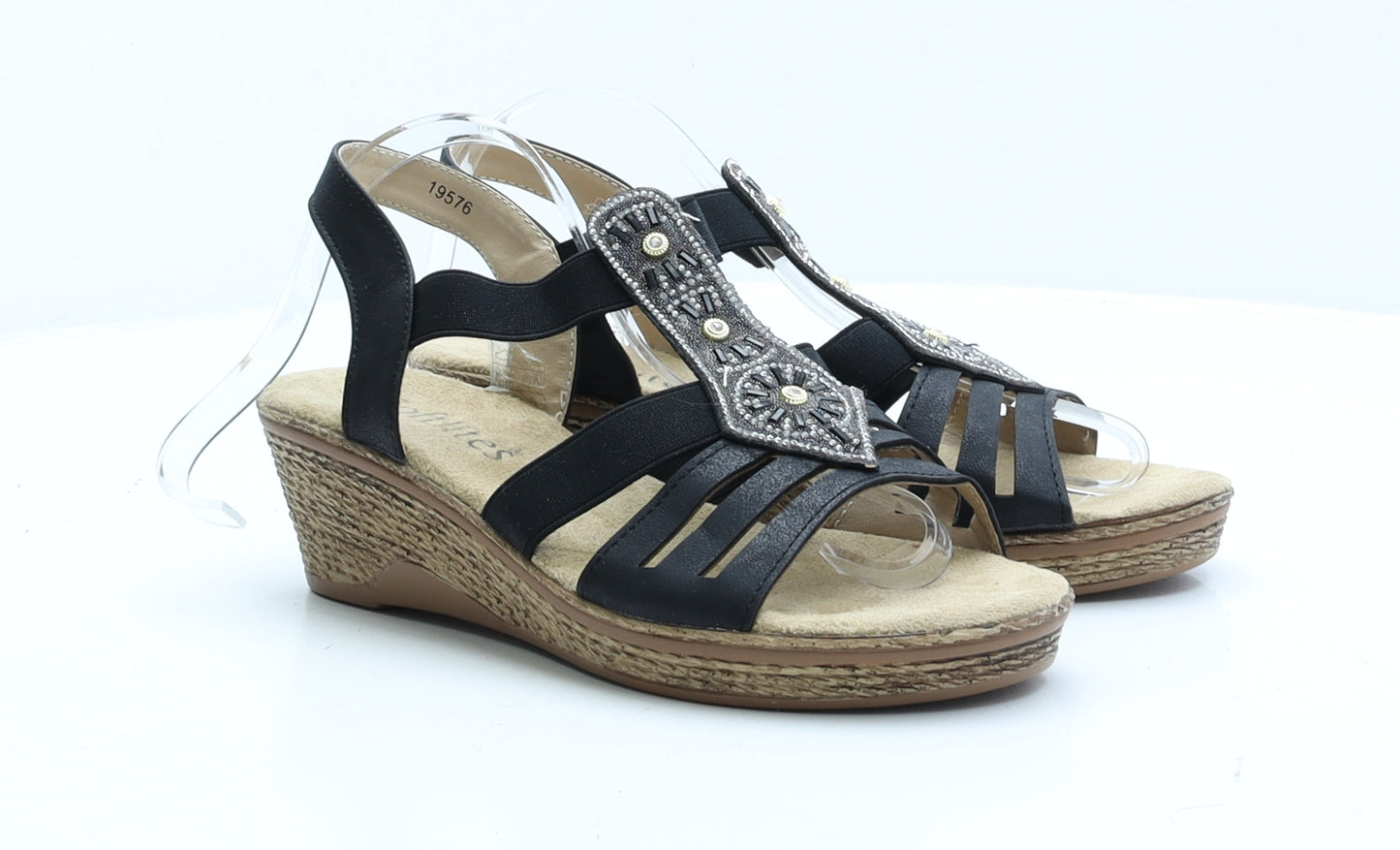Softlites Womens Black Faux Suede Slingback Sandal UK 6