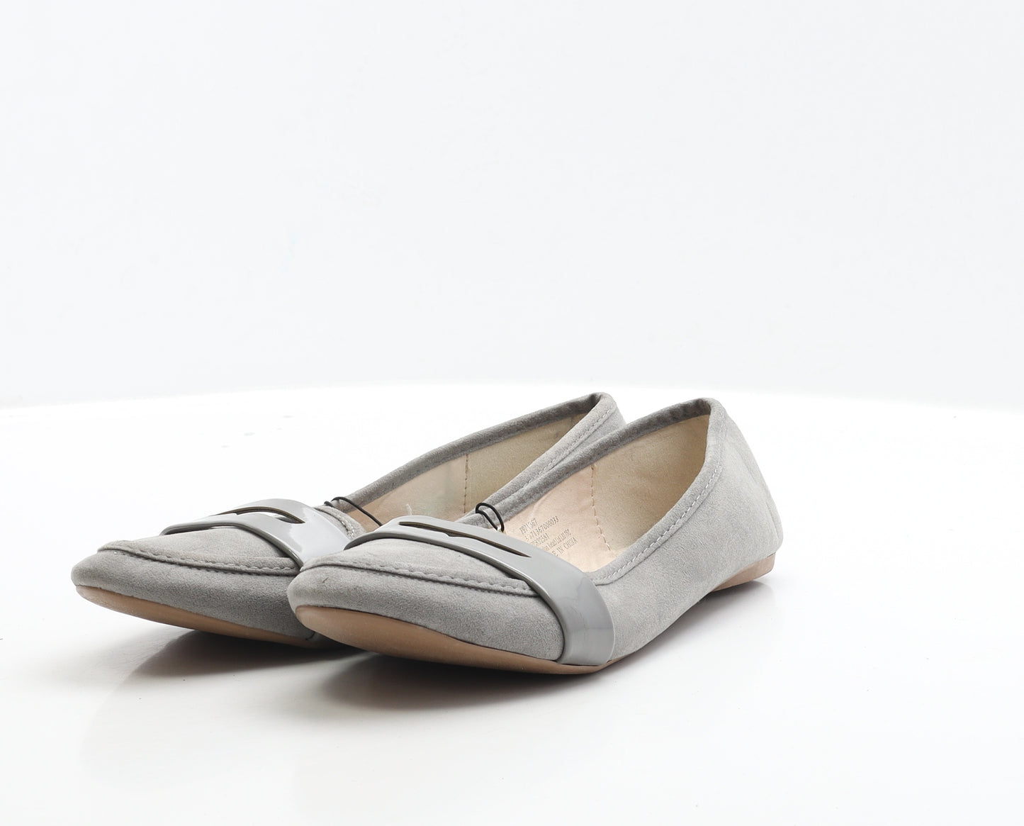 Flore Womens Grey Faux Suede Flat UK 5 EUR 38