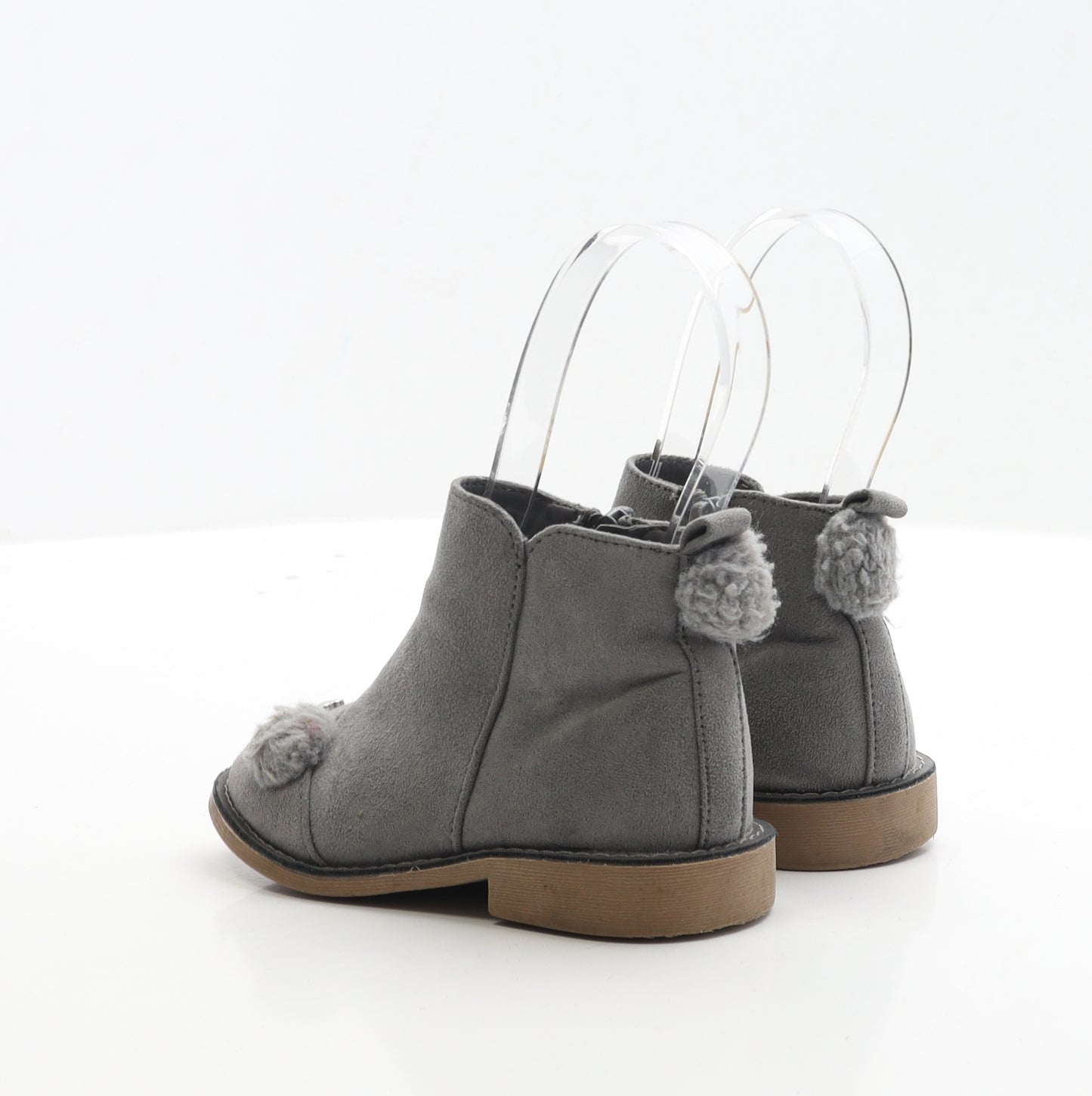 Matalan Girls Grey Faux Suede Bootie Boot UK 7 EUR 24 - Bunny Detail