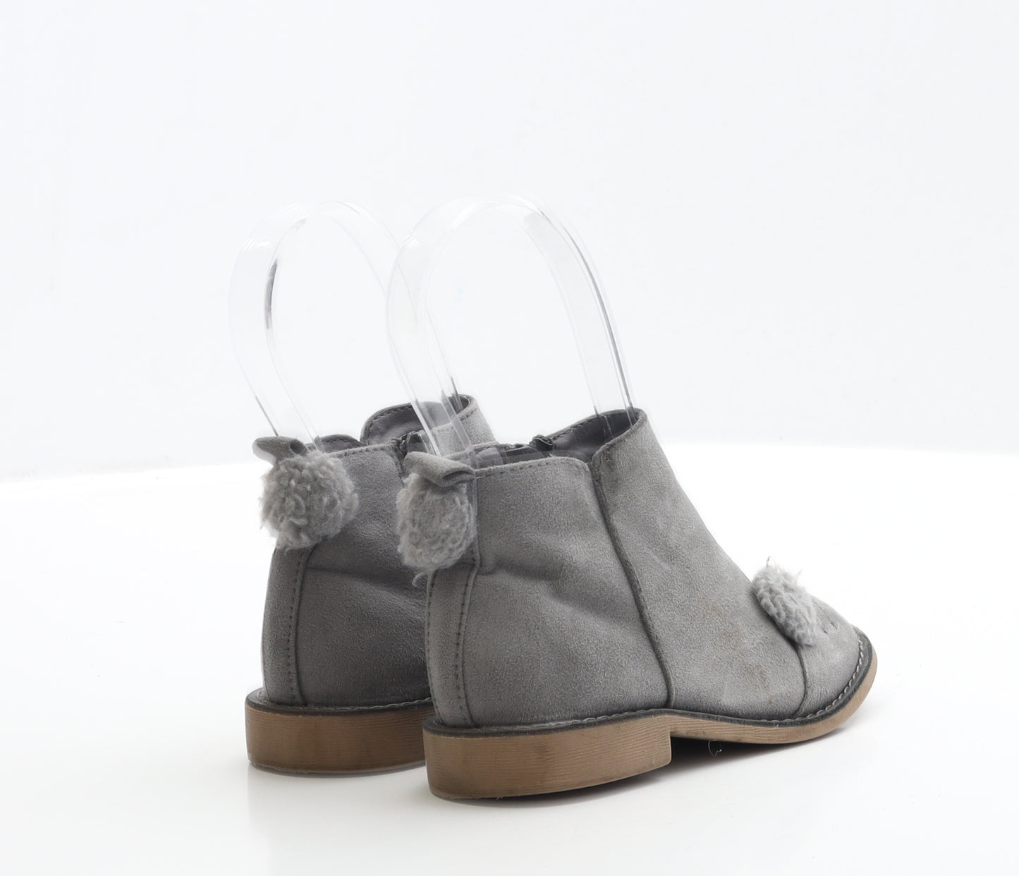 Matalan Girls Grey Faux Suede Bootie Boot UK 7 EUR 24 - Bunny Detail