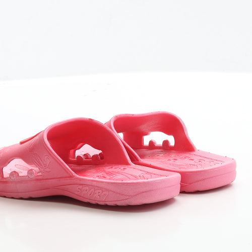 Preworn Girls Pink Rubber Slider Sandal UK 2 EUR 35 - Mickey Mouse