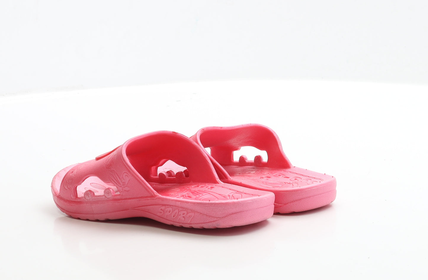 Preworn Girls Pink Rubber Slider Sandal UK 2 EUR 35 - Mickey Mouse