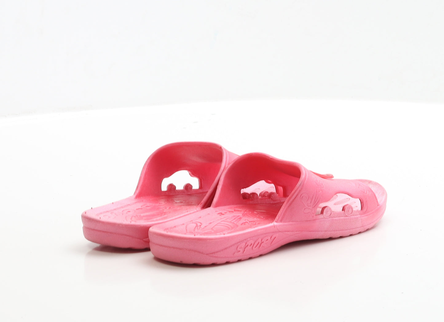 Preworn Girls Pink Rubber Slider Sandal UK 2 EUR 35 - Mickey Mouse