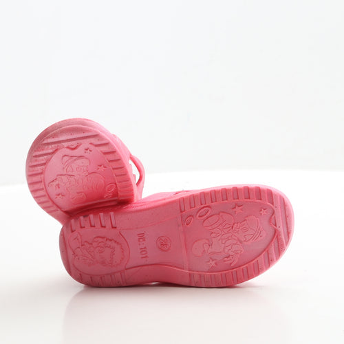 Preworn Girls Pink Rubber Slider Sandal UK 2 EUR 35 - Mickey Mouse