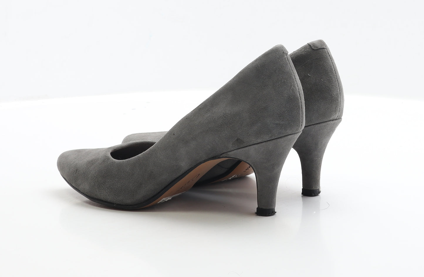 Clarks Womens Grey Faux Suede Court Heel UK 5