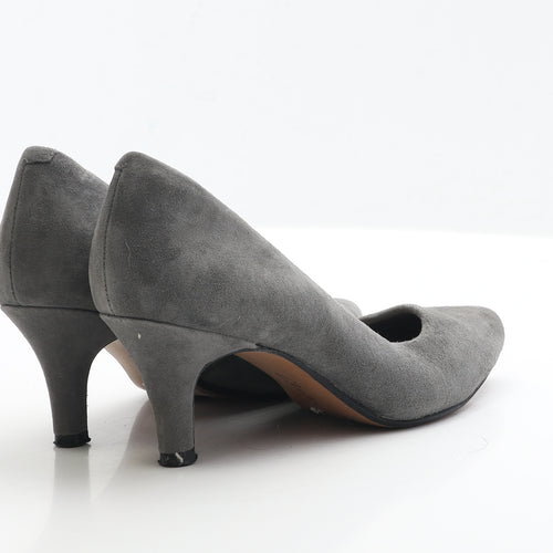 Clarks Womens Grey Faux Suede Court Heel UK 5
