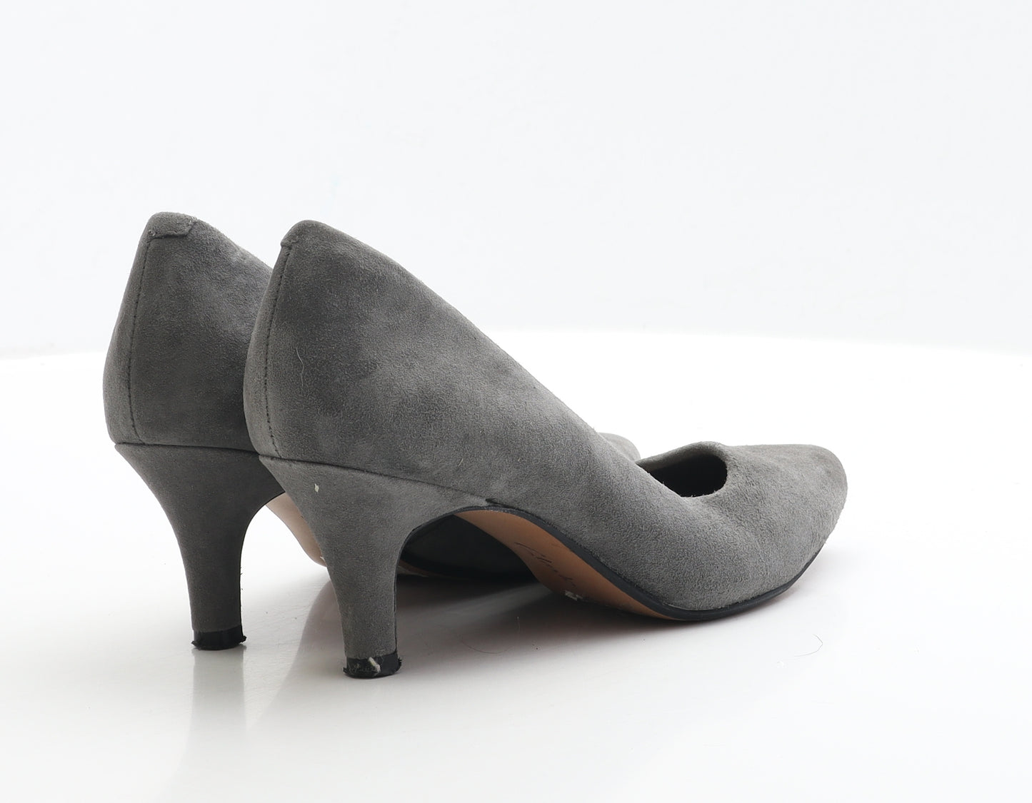 Clarks Womens Grey Faux Suede Court Heel UK 5
