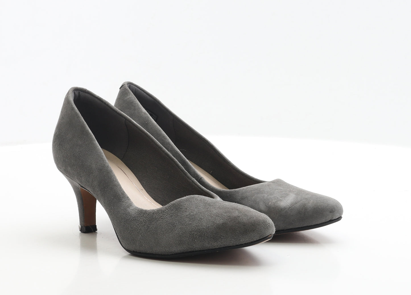 Clarks Womens Grey Faux Suede Court Heel UK 5
