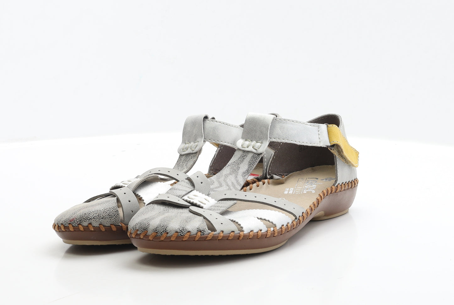 Rieker Womens Silver Leather Strappy Sandal UK 8 EUR 41
