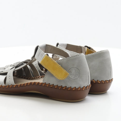 Rieker Womens Silver Leather Strappy Sandal UK 8 EUR 41