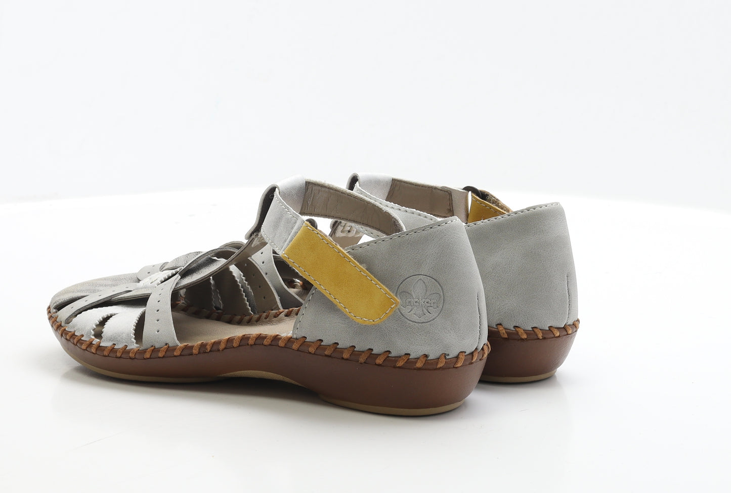 Rieker Womens Silver Leather Strappy Sandal UK 8 EUR 41