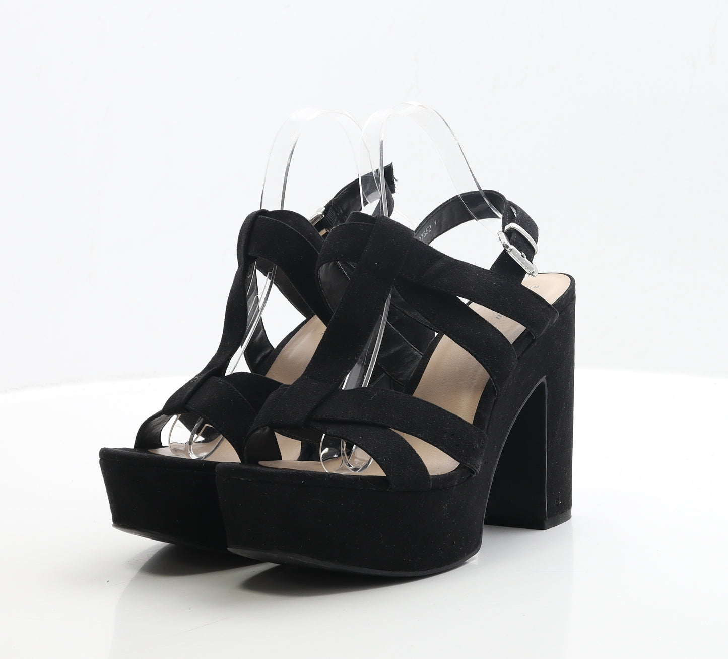 New Look Womens Black Faux Suede Platform Heel UK 7 EUR 40