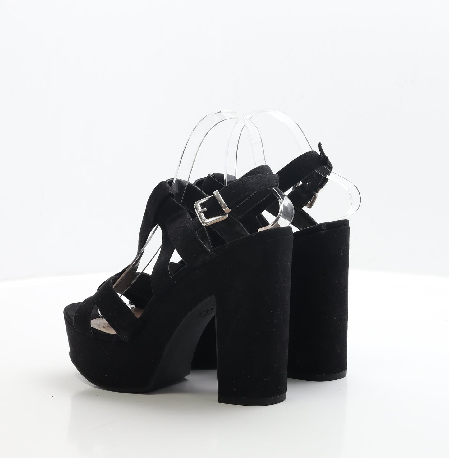 New Look Womens Black Faux Suede Platform Heel UK 7 EUR 40