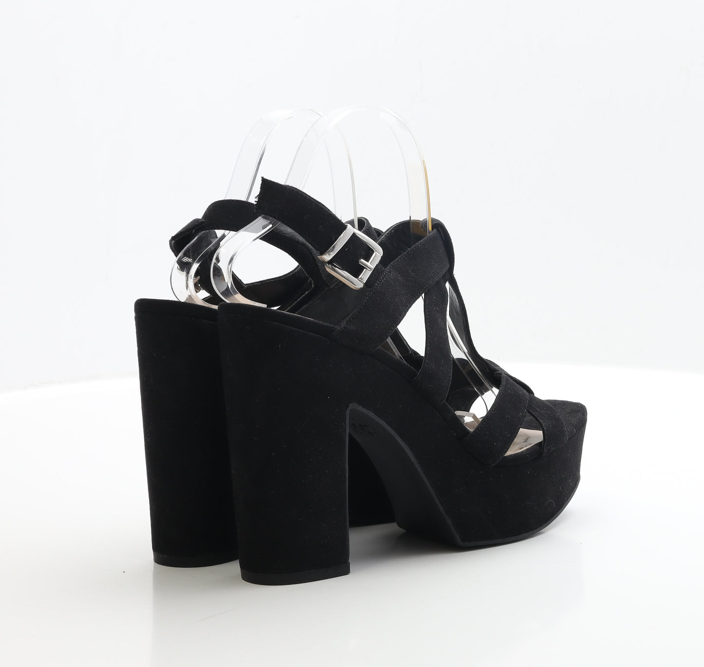 New Look Womens Black Faux Suede Platform Heel UK 7 EUR 40