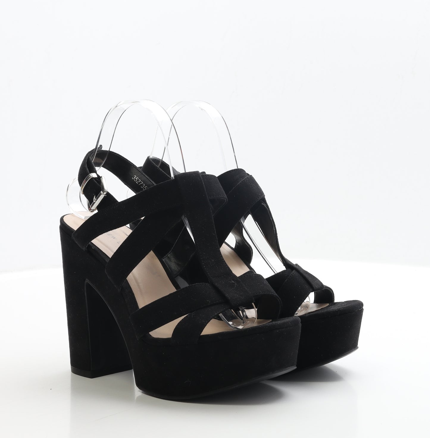 New Look Womens Black Faux Suede Platform Heel UK 7 EUR 40