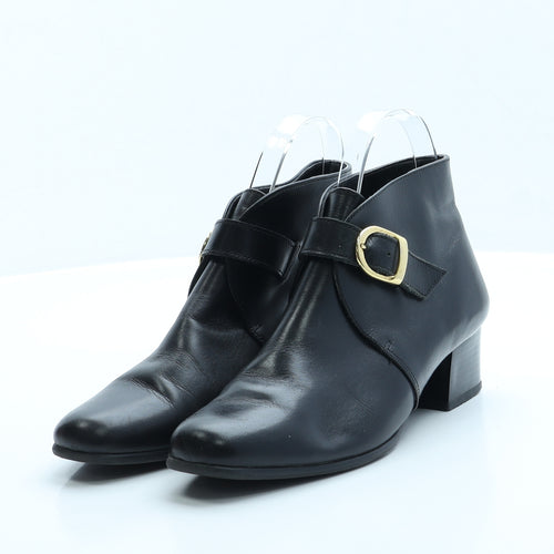 Preworn Womens Black Faux Leather Bootie Boot UK 4